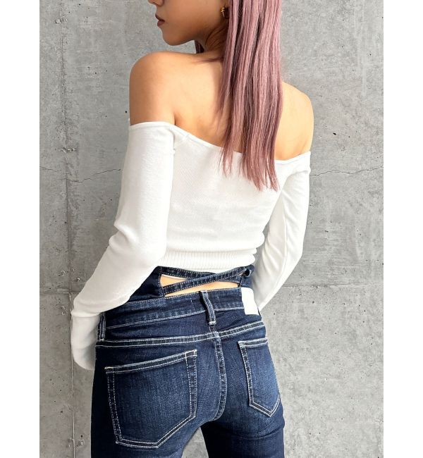 GYDA「【TINY】オフショルリボンニットトップス」|ニット・セーター|