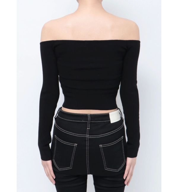 GYDA「【TINY】オフショルリボンニットトップス」|ニット・セーター|