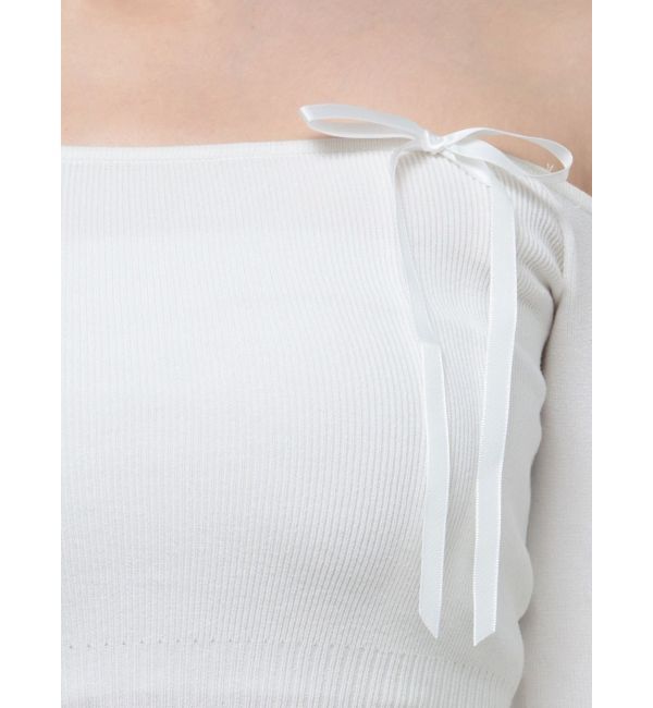 GYDA「【TINY】オフショルリボンニットトップス」|ニット・セーター|