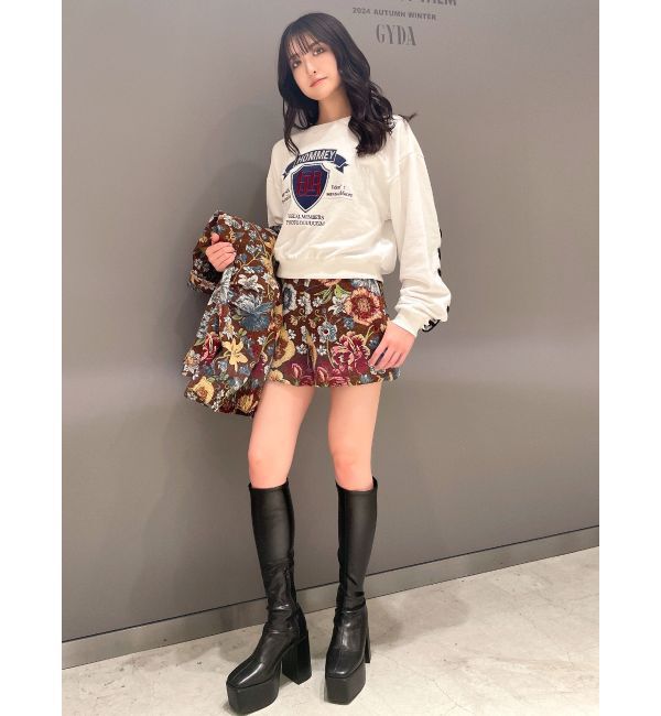 GYDA「BACKレースアップショートロゴスウェットトップス」|スウェット・ジャージ|