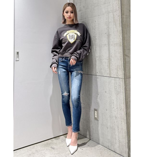 GYDA「BACKレースアップショートロゴスウェットトップス」|スウェット・ジャージ|