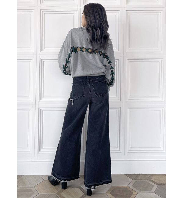 GYDA「BACKレースアップショートロゴスウェットトップス」|スウェット・ジャージ|