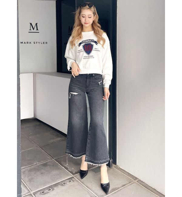 GYDA「BACKレースアップショートロゴスウェットトップス」|スウェット・ジャージ|