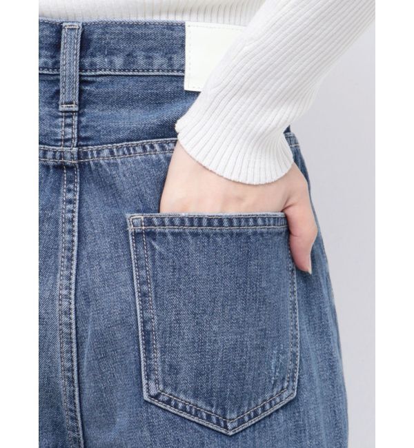 GYDA「ハイウエストダメージレースPatchストレートワイドデニムパンツ」|デニム|