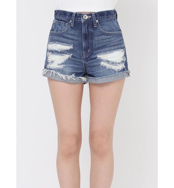 GYDA「ジャストウエストダメージデニムショートパンツ」|デニム|