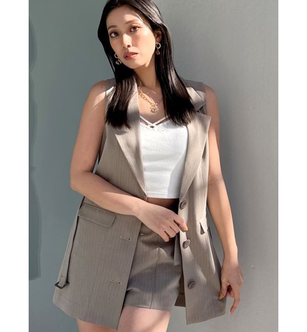 GYDA「ノースリーブジャケット【SETUP着用可】」|ベスト・ジレ|ベージュ