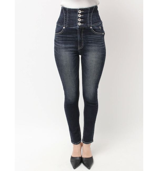 GYDA「ハイウエスト STUPID IN RICH embroideryスキニーデニムパンツ」|デニム|