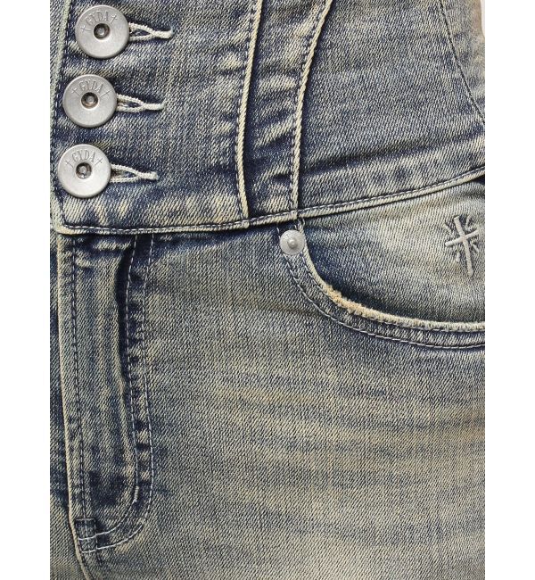 GYDA「ハイウエスト STUPID IN RICH embroideryスキニーデニムパンツ」|デニム|