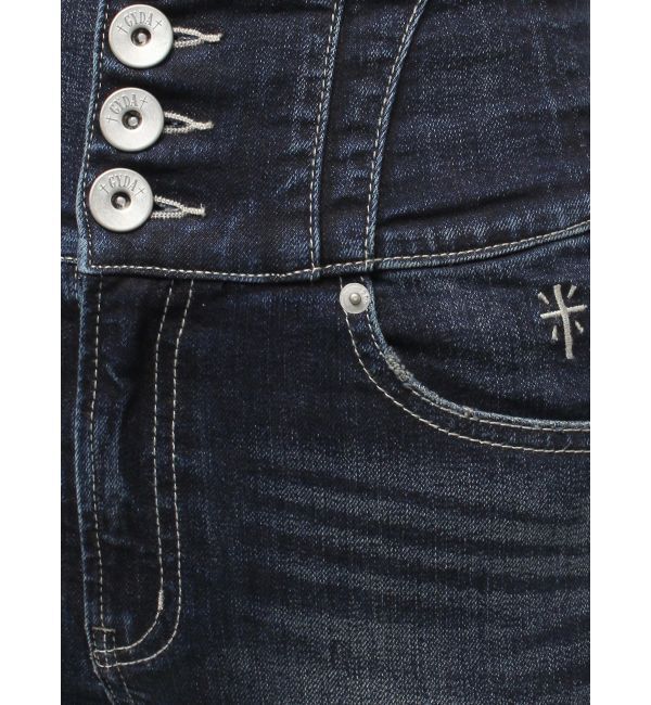 GYDA「ハイウエスト STUPID IN RICH embroideryスキニーデニムパンツ」|デニム|