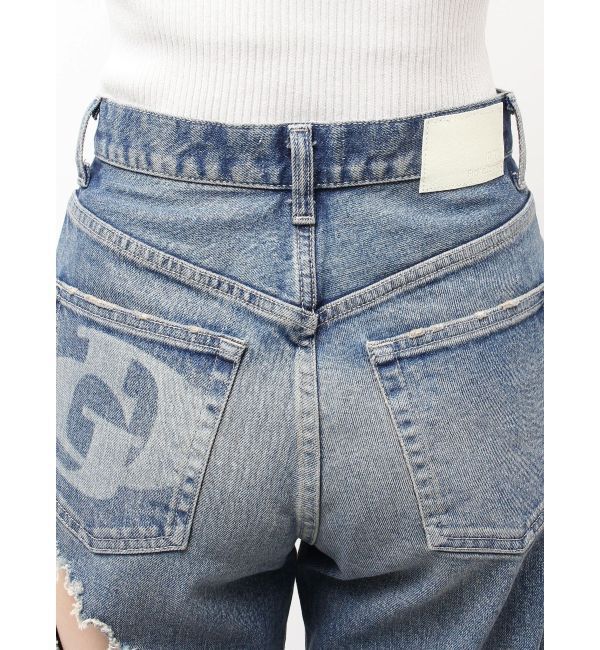 GYDA「ハイウエスト tear up damageストレートワイドデニムパンツ」|デニム|