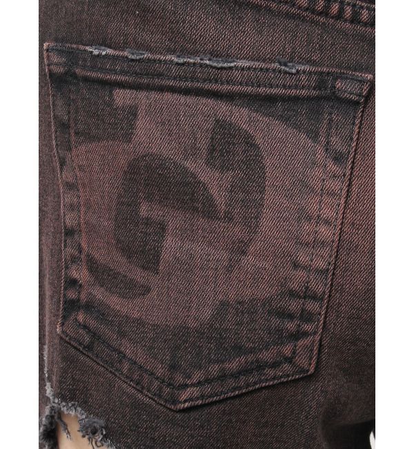 GYDA「ハイウエスト tear up damageストレートワイドデニムパンツ」|デニム|