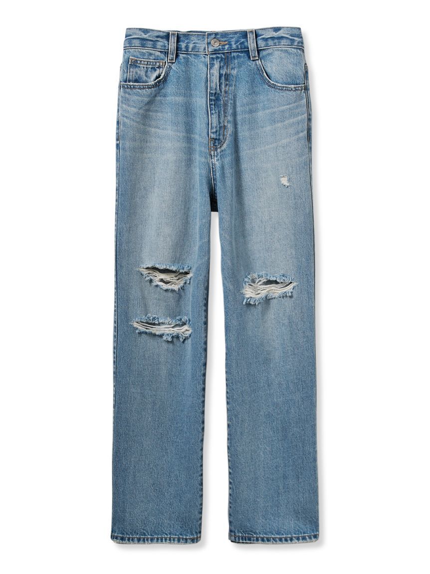 Mila Owen「ダメージ加工ルーズストレートデニムパンツ」|デニム|LBLU