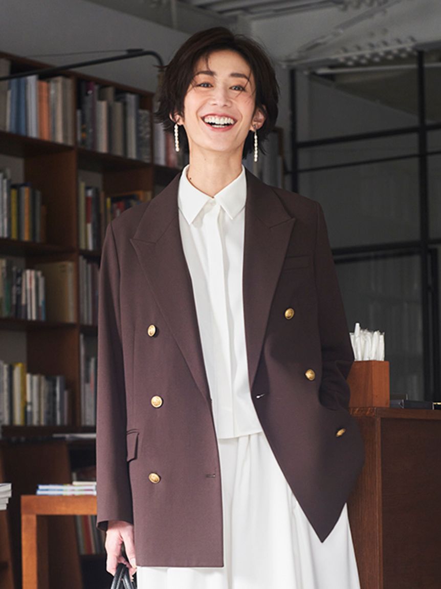 Mila Owen「金釦ダブルブレストロングブレザー」|テーラードジャケット|