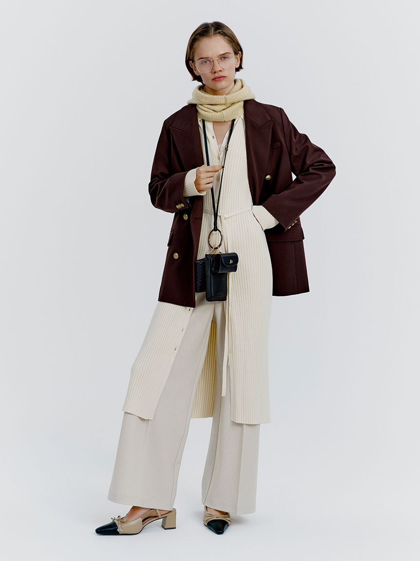 Mila Owen「金釦ダブルブレストロングブレザー」|テーラードジャケット|