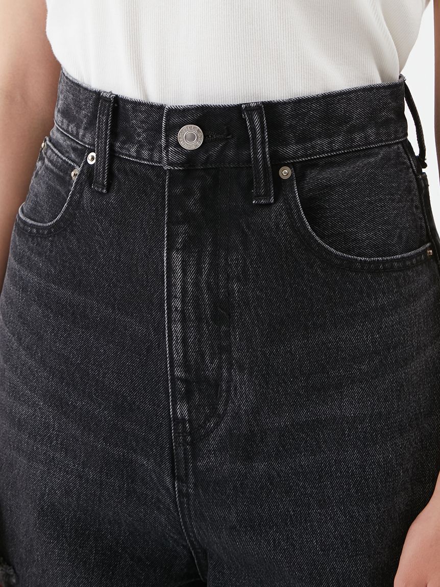 Mila Owen「カットアウトダメージセミワイドデニムパンツ」|デニム|