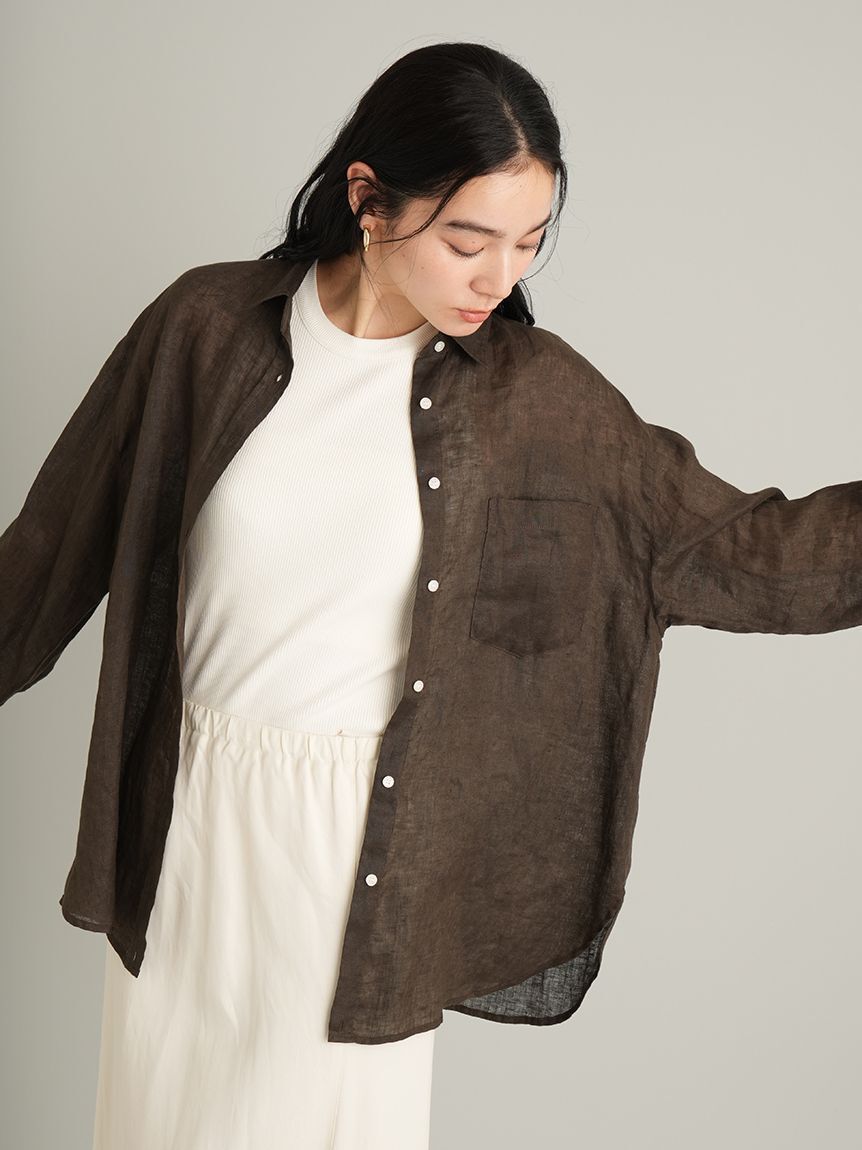 Mila Owen「ポケット付きフレンチリネンシャツ」|シャツ・ブラウス|