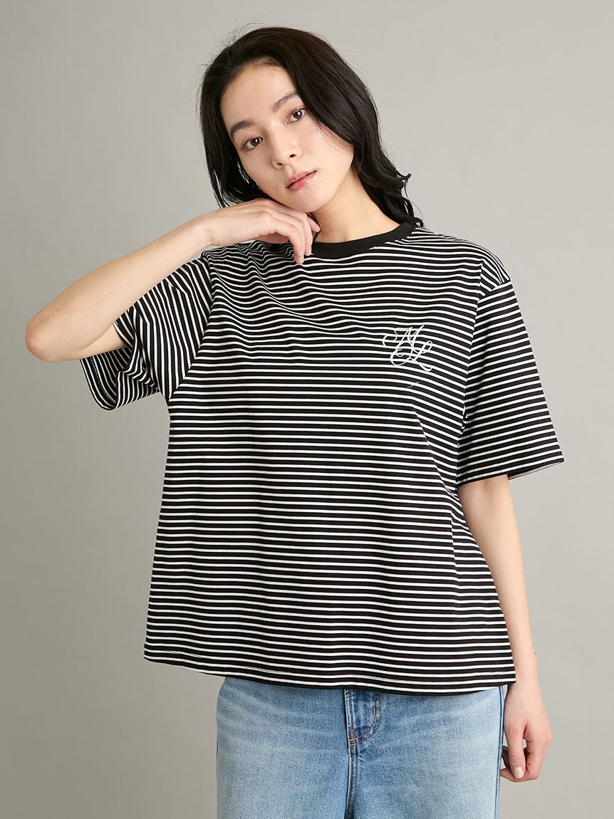 Mila Owen「ハイラインモノグラムＴシャツ」|Tシャツ・カットソー|BLK