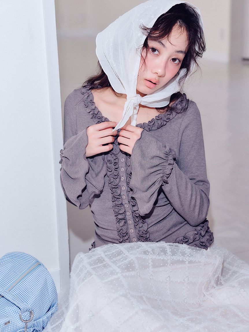 FURFUR「【WEB限定カラー】フリルカーディガン」|カーディガン|