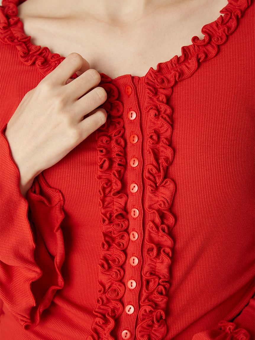 FURFUR「【WEB限定カラー】フリルカーディガン」|カーディガン|