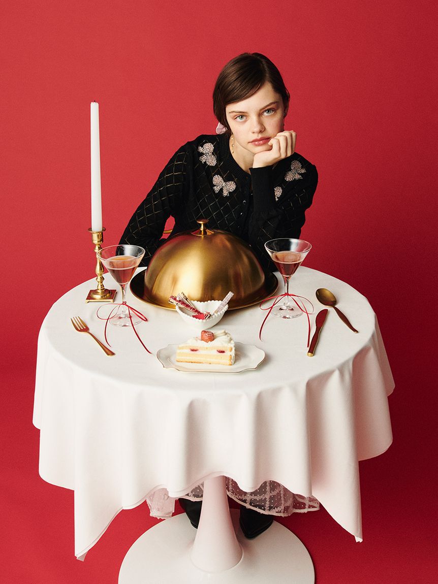 FURFUR「リボンビーズ刺繍アイレットカーディガン」|カーディガン|