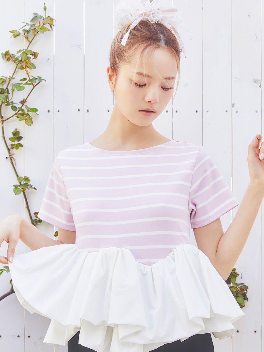 FURFUR「【限定カラー】ペプラムボーダーTシャツ」|Tシャツ・カットソー|