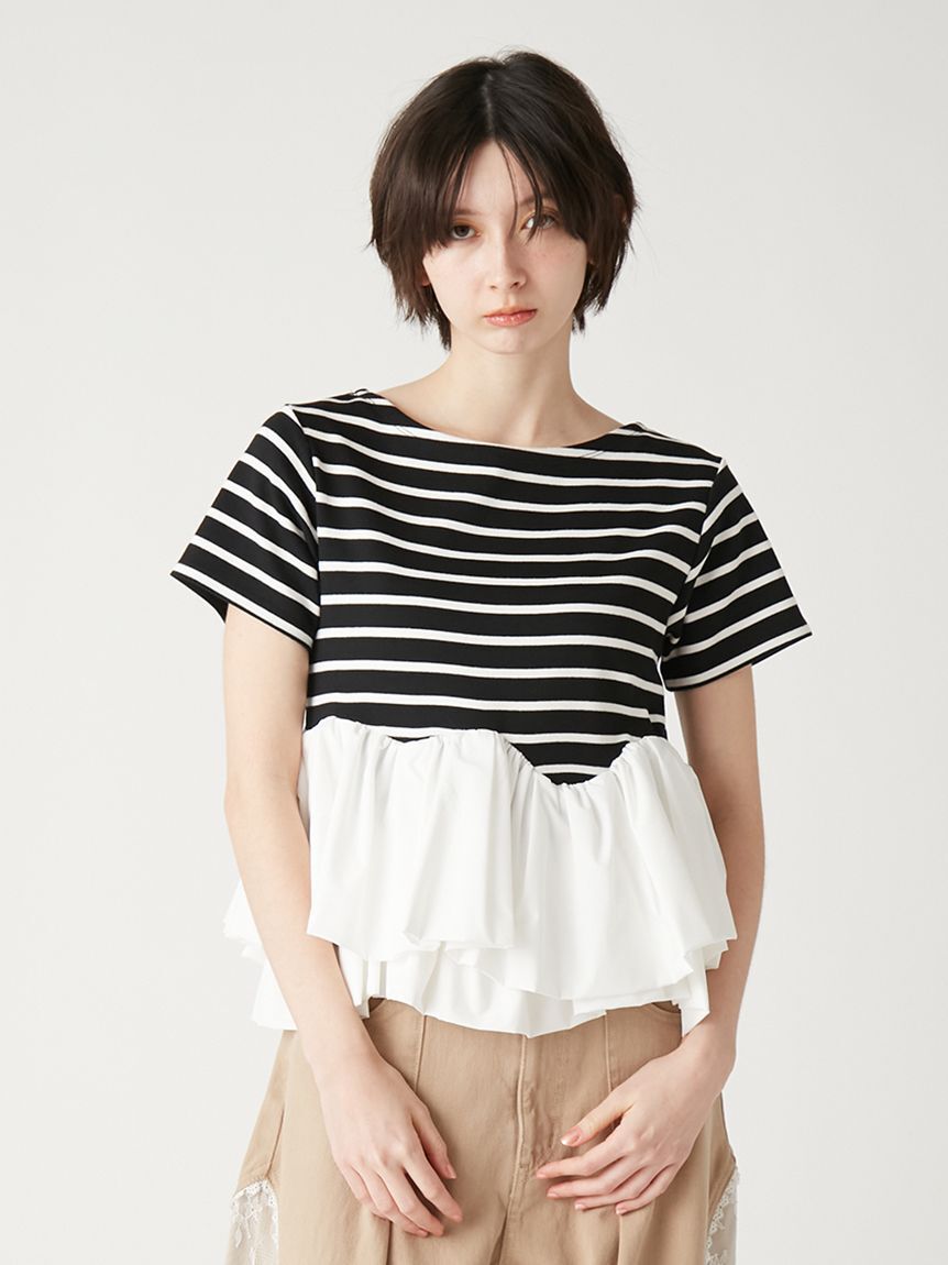 FURFUR「【限定カラー】ペプラムボーダーTシャツ」|Tシャツ・カットソー|