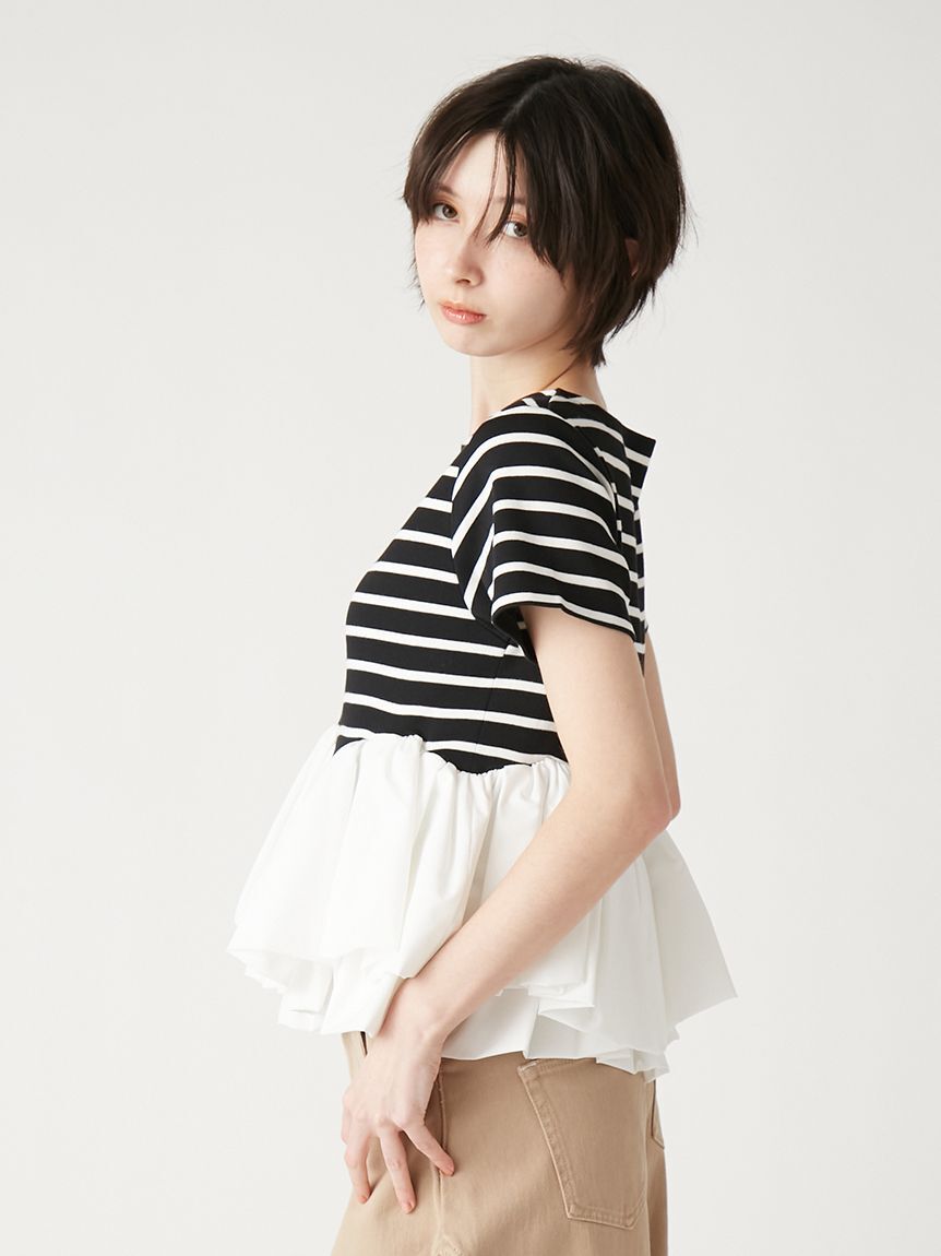FURFUR「【限定カラー】ペプラムボーダーTシャツ」|Tシャツ・カットソー|