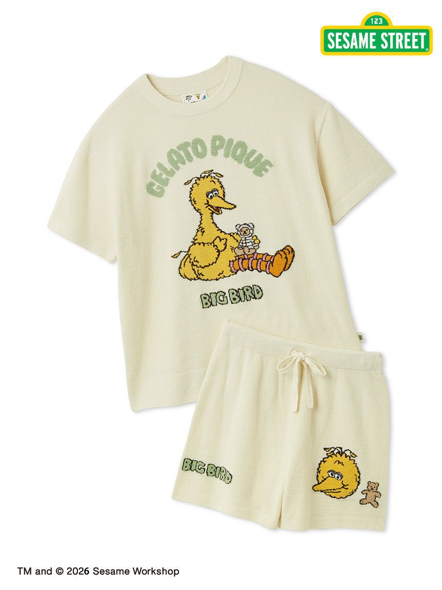 gelato pique「【SESAME STREET】エアリーモコジャガードプルオーバー&ショートパンツセット」|ルームウェア|YEL