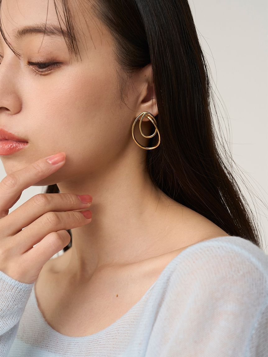 SNIDEL「ダブルラインフープピアス」|ピアス|