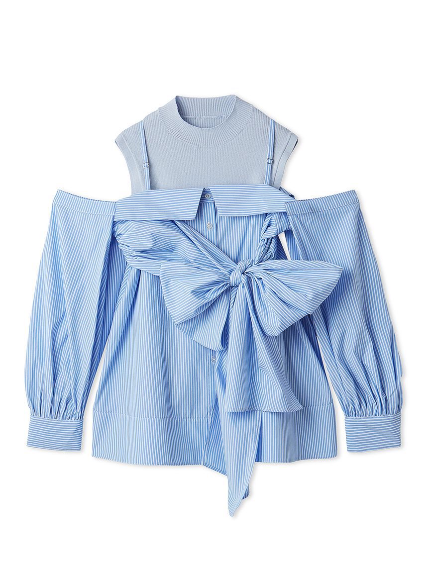 SNIDEL「デザインシャツレイヤードニットトップス」|ニット・セーター|