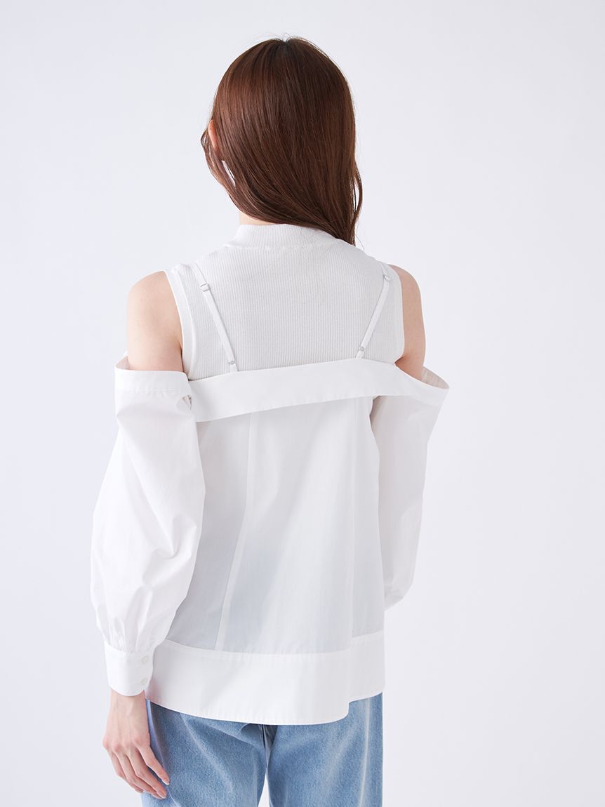 SNIDEL「デザインシャツレイヤードニットトップス」|ニット・セーター|