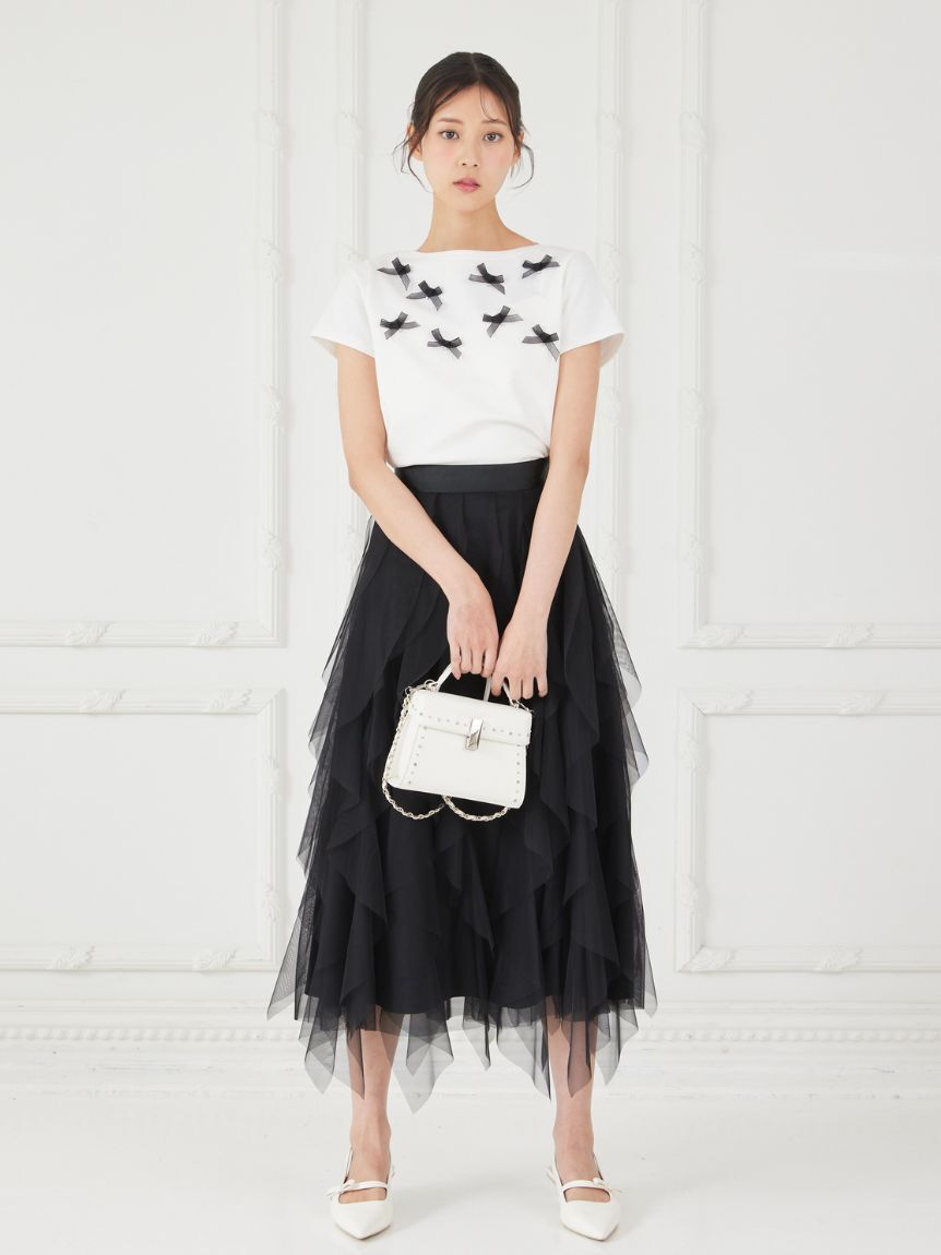 CELFORD「チュールラッフルスカート」|スカート|BLK