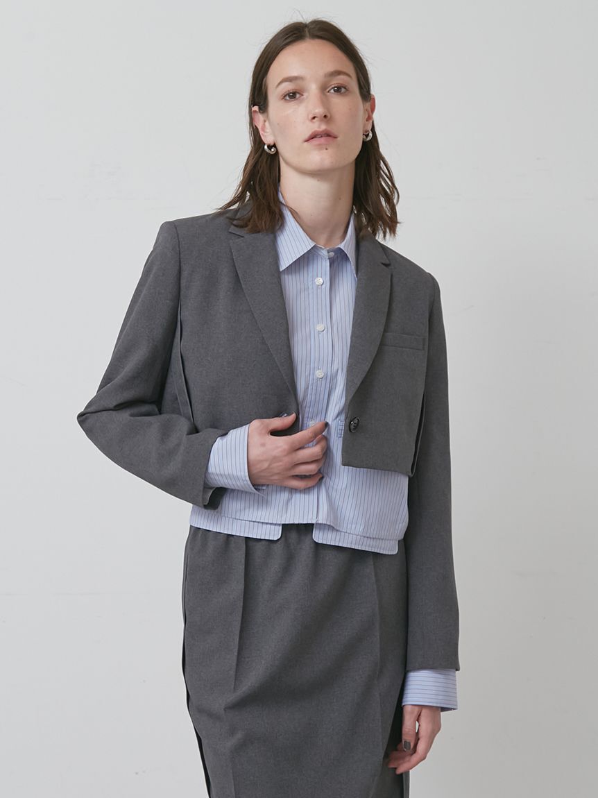 styling/「【セットアップ対応】ショートスーツジャケット」|テーラードジャケット|GRY