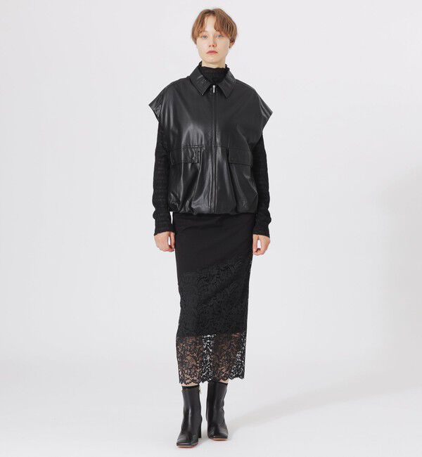  「シンセティックレザージップアップシャツ」|ブルゾン・スタジャン|