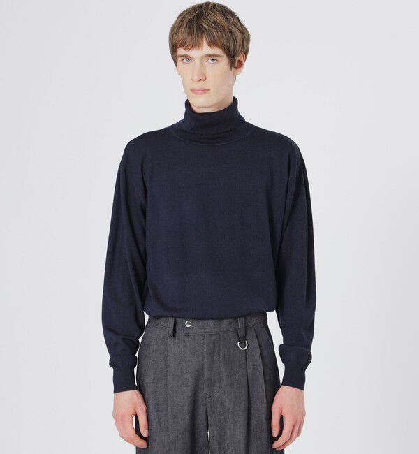  「ハイゲージウォッシャブルタートルネック」|ニット・セーター|ネイビー