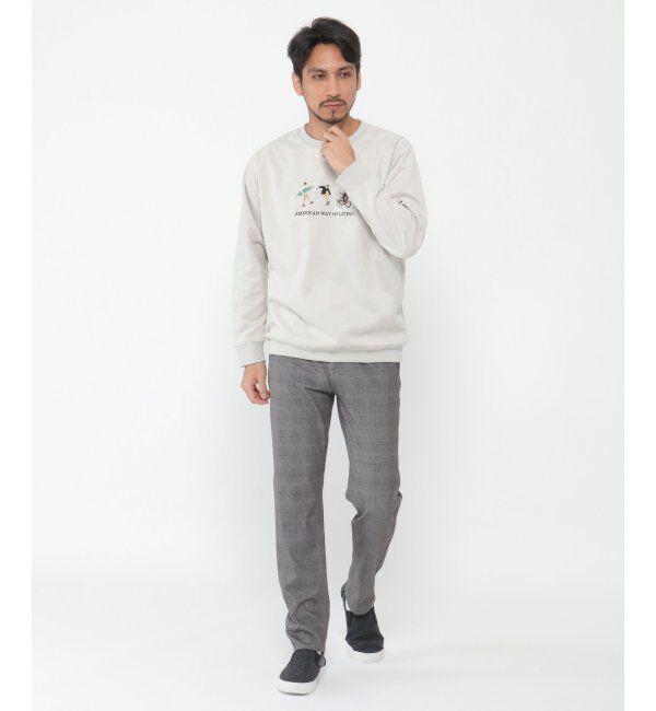 ikka「フェイクスウェード刺繍プルオーバー」|パーカー|