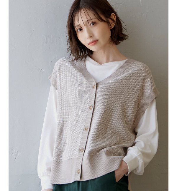 ikka「【2点セット】3WAYニットベストアンアンブル」|ニット・セーター|ベージュ