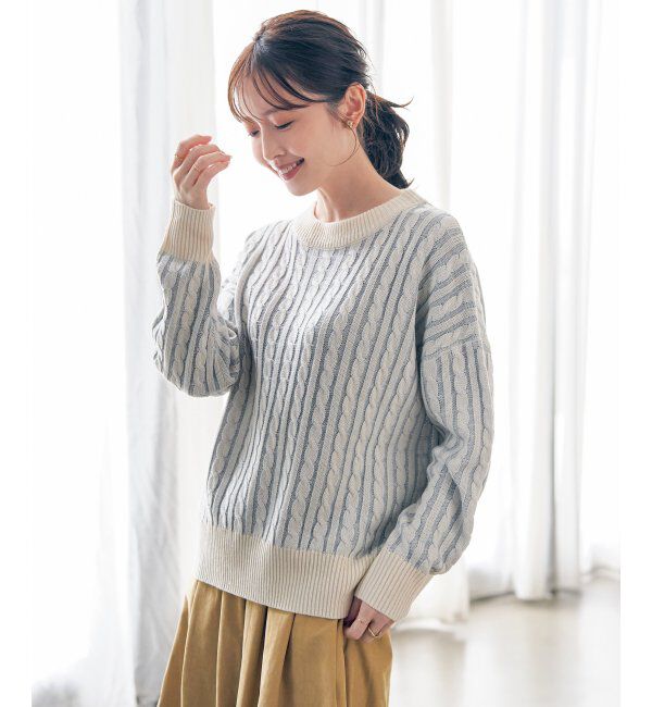 ikka「ケーブルニットプルオーバー」|プルオーバー|