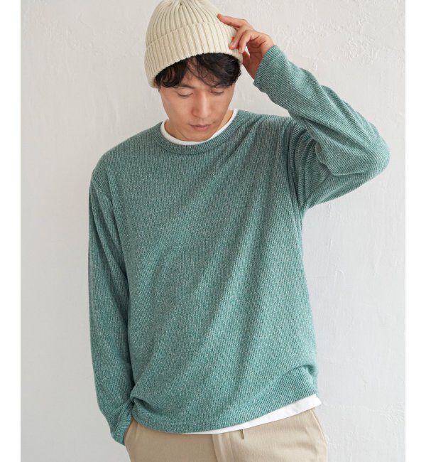 ikka「【2点セット】メランジ畦プルオーバーインナーセット」|パーカー|グリーン