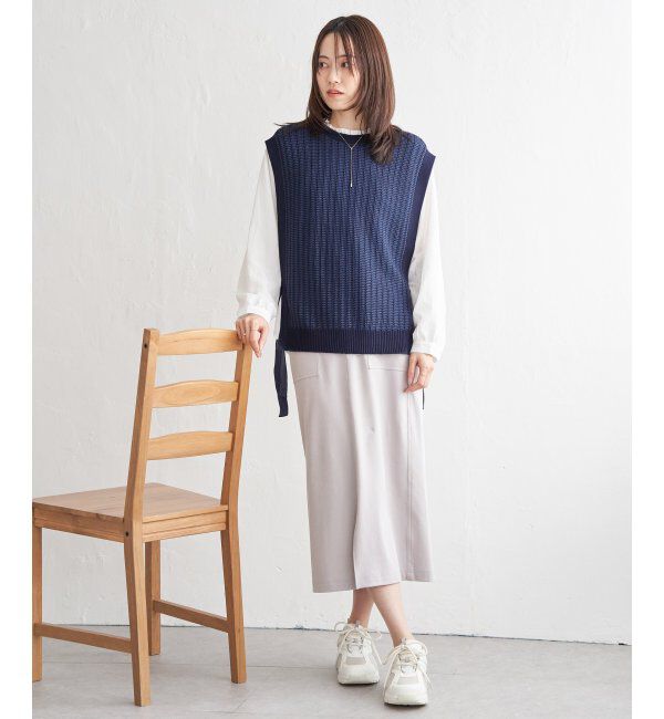 ikka「2WAYサイドリボンニットベスト」|ニット・セーター|