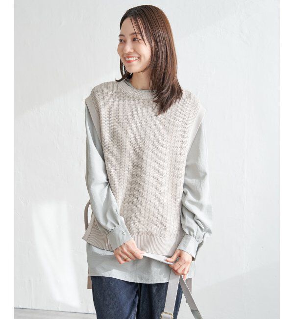 ikka「2WAYサイドリボンニットベスト」|ニット・セーター|