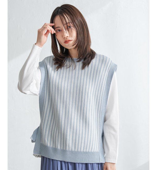 ikka「2WAYサイドリボンニットベスト」|ニット・セーター|