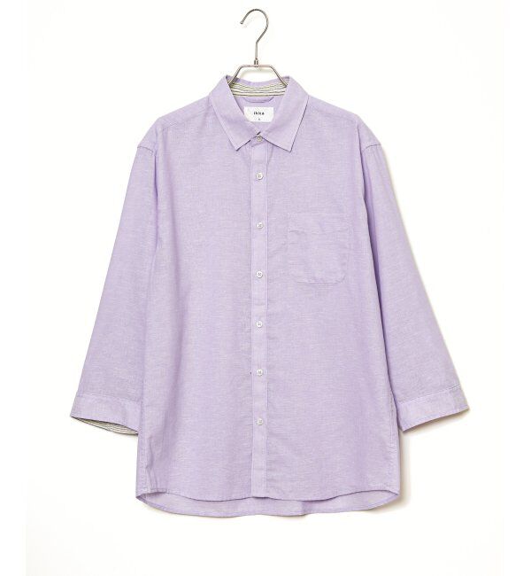 ikka「【吸水速乾】7分イージーケアリネン無地シャツ」|シャツ・ブラウス|