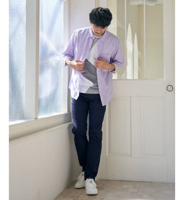 ikka「【吸水速乾】7分イージーケアリネン無地シャツ」|シャツ・ブラウス|