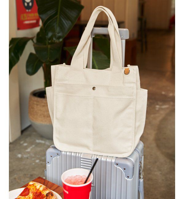 ikka「キャンバスパイピングビッグトートバッグ」|その他|オフホワイト