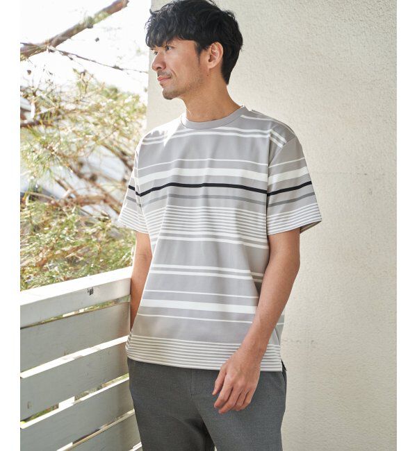 ikka「冷感DRYポンチボーダーTシャツ」|Tシャツ・カットソー|