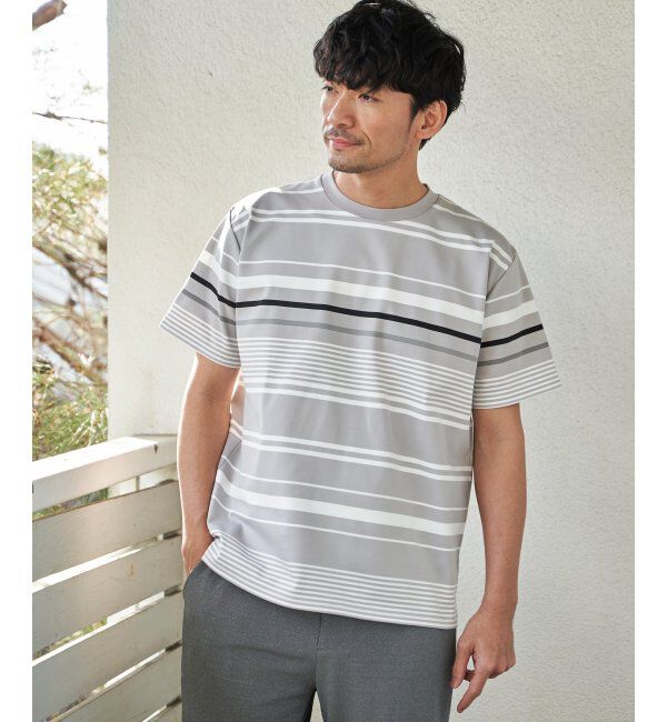ikka「冷感DRYポンチボーダーTシャツ」|Tシャツ・カットソー|