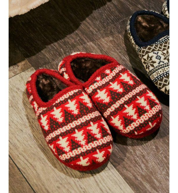 Lbc with Life「ニットルームシューズ」|ルームシューズ|レッド