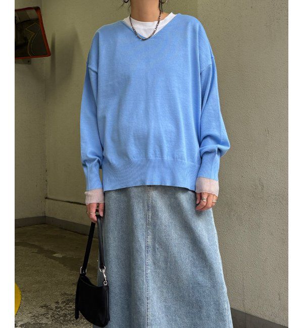 Lbc with Life「レーヨンポリV袖チュールニット」|カーディガン|