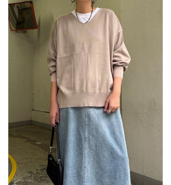 Lbc with Life「レーヨンポリV袖チュールニット」|カーディガン|